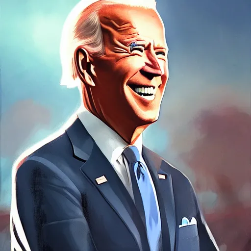 Image similar to joe biden smiling while behind him the world is burning, dramatic lighting, cinematic, establishing shot, extremly high detail, photorealistic, cinematic lighting, artstation, style by James Gurney