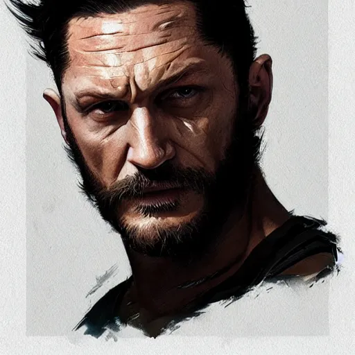 Image similar to portrait of Tom Hardy as Wolverine, Marvel art, art by greg rutkowski, matte painting, trending on artstation