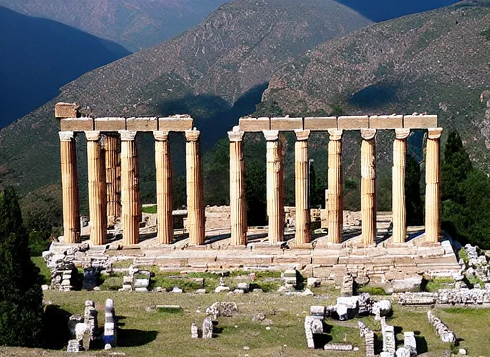 Prompt: the temple of apollo at delphi