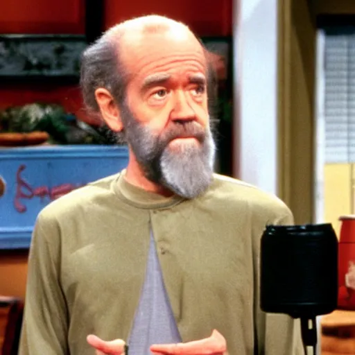 Prompt: george carlin on the show seinfeld, sitcom,