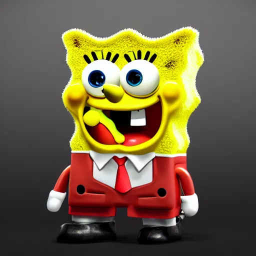 Prompt: spongebob close up 4k creepy
