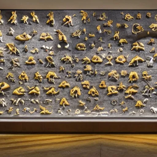 Image similar to Photograph of a full Pikachu archeology fossils, museum, light exposition