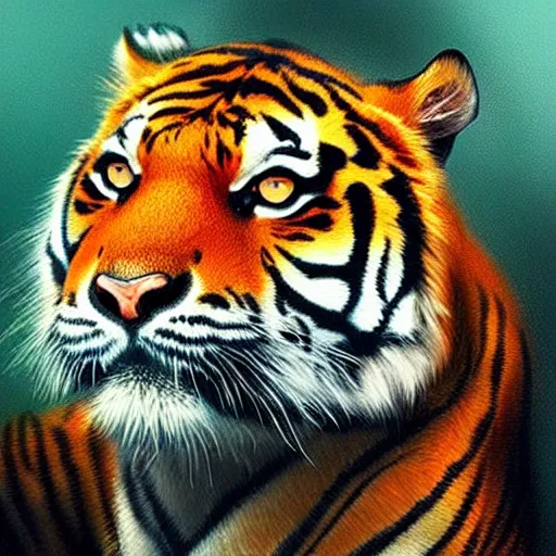 Prompt: portrait of a tiger beautiful digital art trending on artstation by alena aenami by greg rutkowsky