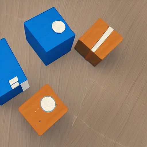 Prompt: cubby wooden crate 3 d icons for mobile game, stylized, blue scheme, octane render, studio lighting