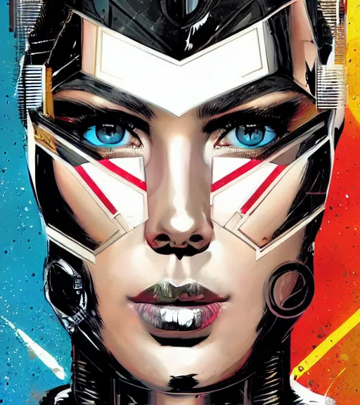 Image similar to portrait of a female android, by DC comics and Sandra Chevrier