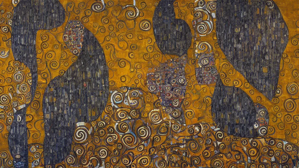 Image similar to abstract art painting, lines, forms, shapes, in style of gustav klimt, 4 k, high resolution details,