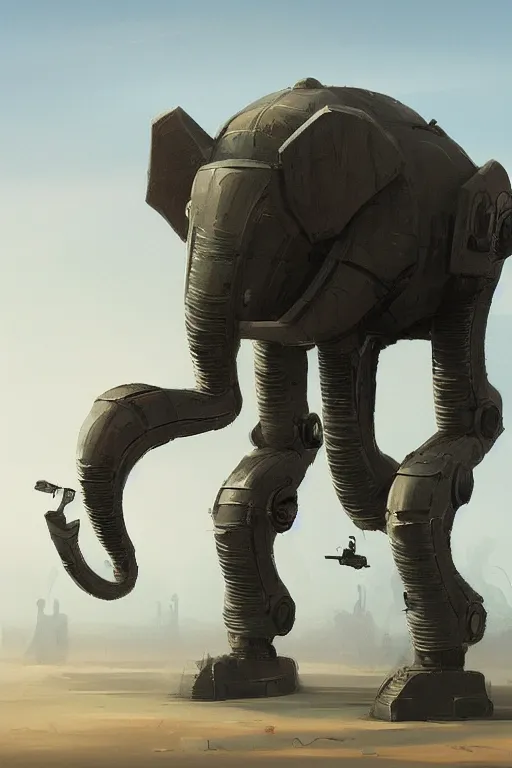 Prompt: robot war elephant in the style of Greg rutkowski