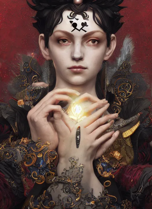 Image similar to queen of hearts, black clover, naturel, hyper detailed, digital art, trending in artstation, cinematic lighting, studio quality, smooth render, unreal engine 5 rendered, octane rendered, art style by klimt and nixeu and ian sprigger and wlop and krenz cushart