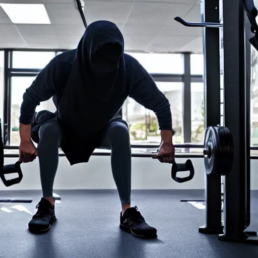 Prompt: the grim reaper at the gym