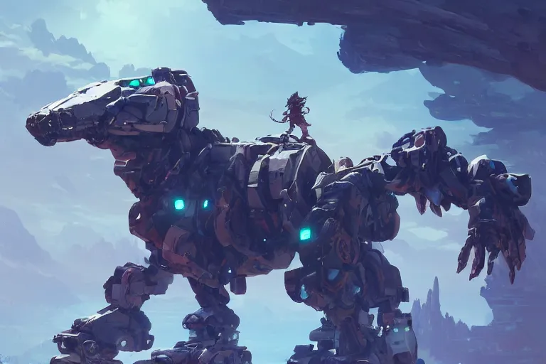 Image similar to rockbreaker machine mecha animal beast robot of horizon forbidden west horizon zero dawn bioluminiscence, behance hd by jesper ejsing, by rhads, makoto shinkai and lois van baarle, ilya kuvshinov, rossdraws global illumination