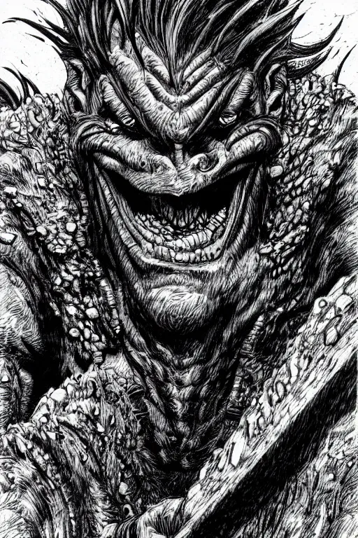 Image similar to hunched troll, highly detailed, digital art, sharp focus, trending on art station, kentaro miura manga art style