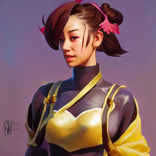 Image similar to greg manchess portrait painting of sakura from fortnite as overwatch character, medium shot, asymmetrical, profile picture, organic painting, sunny day, matte painting, bold shapes, hard edges, street art, trending on artstation, by huang guangjian, gil elvgren, ruan jia, greg rutkowski, gaston bussiere