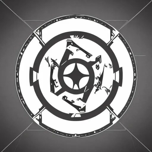 Prompt: hyper minimalist insignia of a post apocalyptic utopian future faction ruled by dragons, designed by dragons, symmetrical