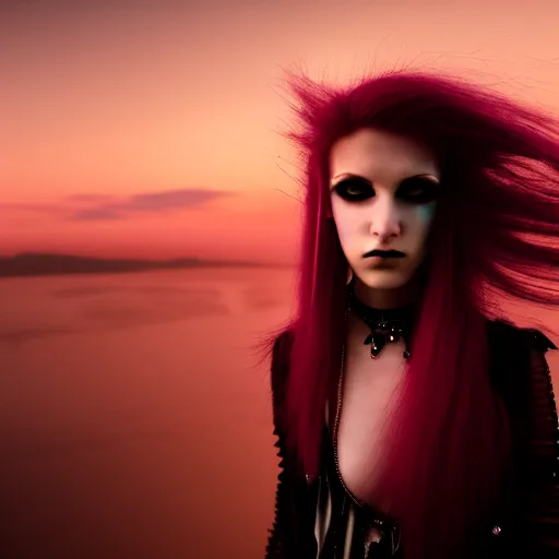 Image similar to photographic portrait of a stunningly beautiful emo goth cyberpunk renaissance female in soft dreamy light at sunset, contemporary fashion shoot, by edward robert hughes, annie leibovitz and steve mccurry, david lazar, jimmy nelsson, breathtaking, 8 k resolution, extremely detailed, beautiful, establishing shot, artistic, hyperrealistic, beautiful face, octane render