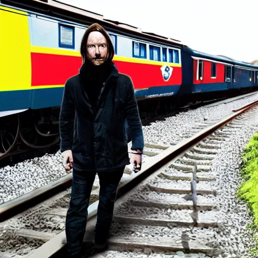 Image similar to Thom Yorke the Tank Engine