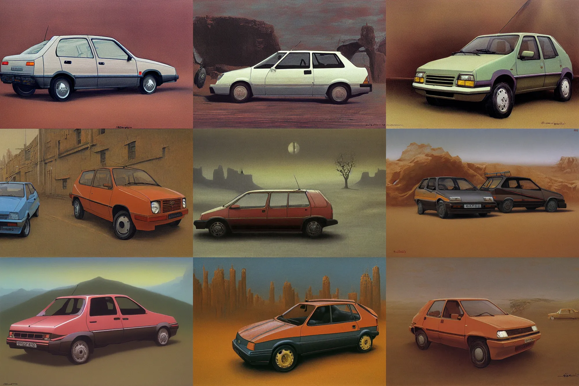 Prompt: a marketplace photo of a Vauxhall Nova 1990 by Beksinski