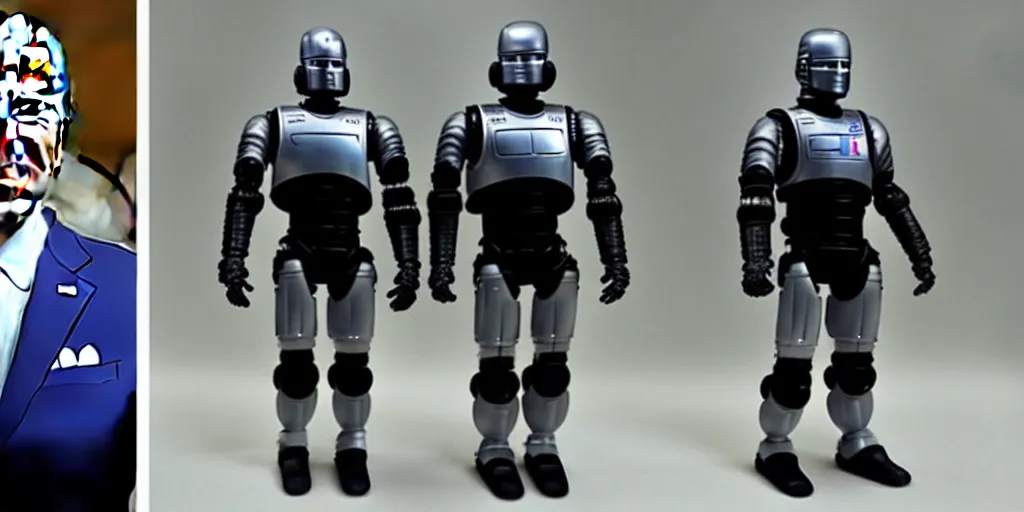 Image similar to 1 : 1 joe biden as robocop, cinematic scene, studio ghibli movie
