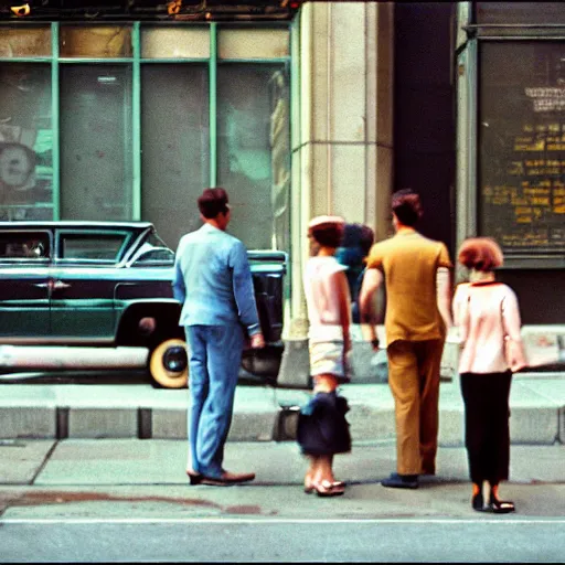 Image similar to street photography in new york, 1 9 6 0 s, ektachrome, featured on flickr, photographed on expired film