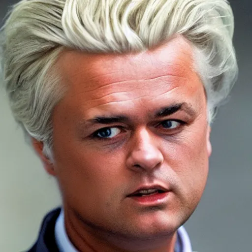 Image similar to geert wilders with static hair, hair raised up in spikes