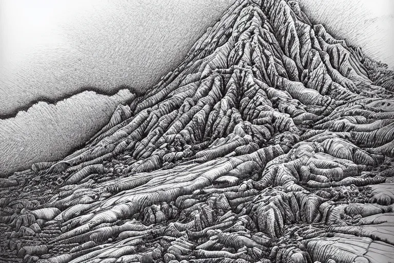 Prompt: insanely detailed landscape, ballpoint pen art