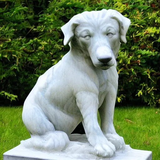 Image similar to marble statue of a dog