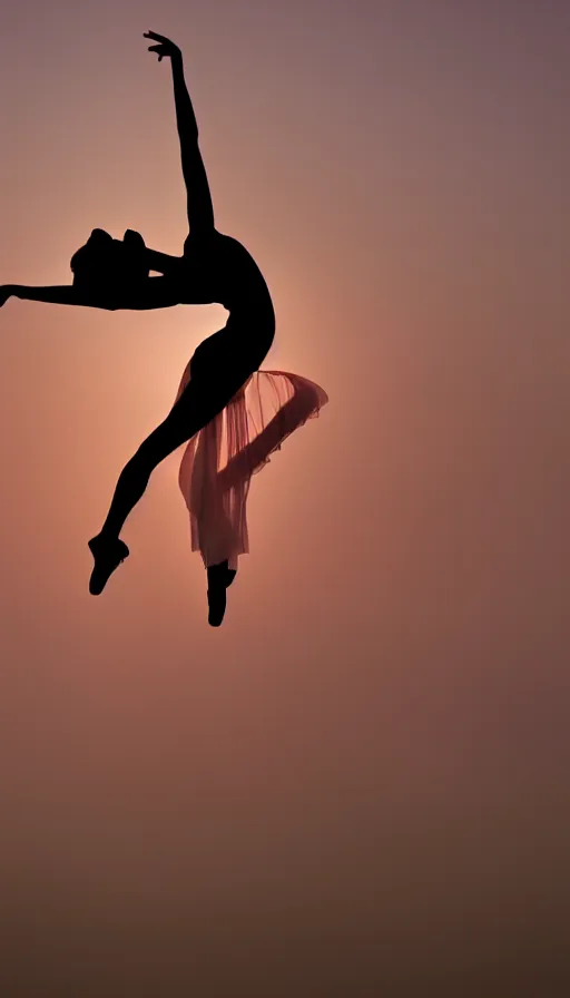 Prompt: ballerina silhouette, photography, bright color background
