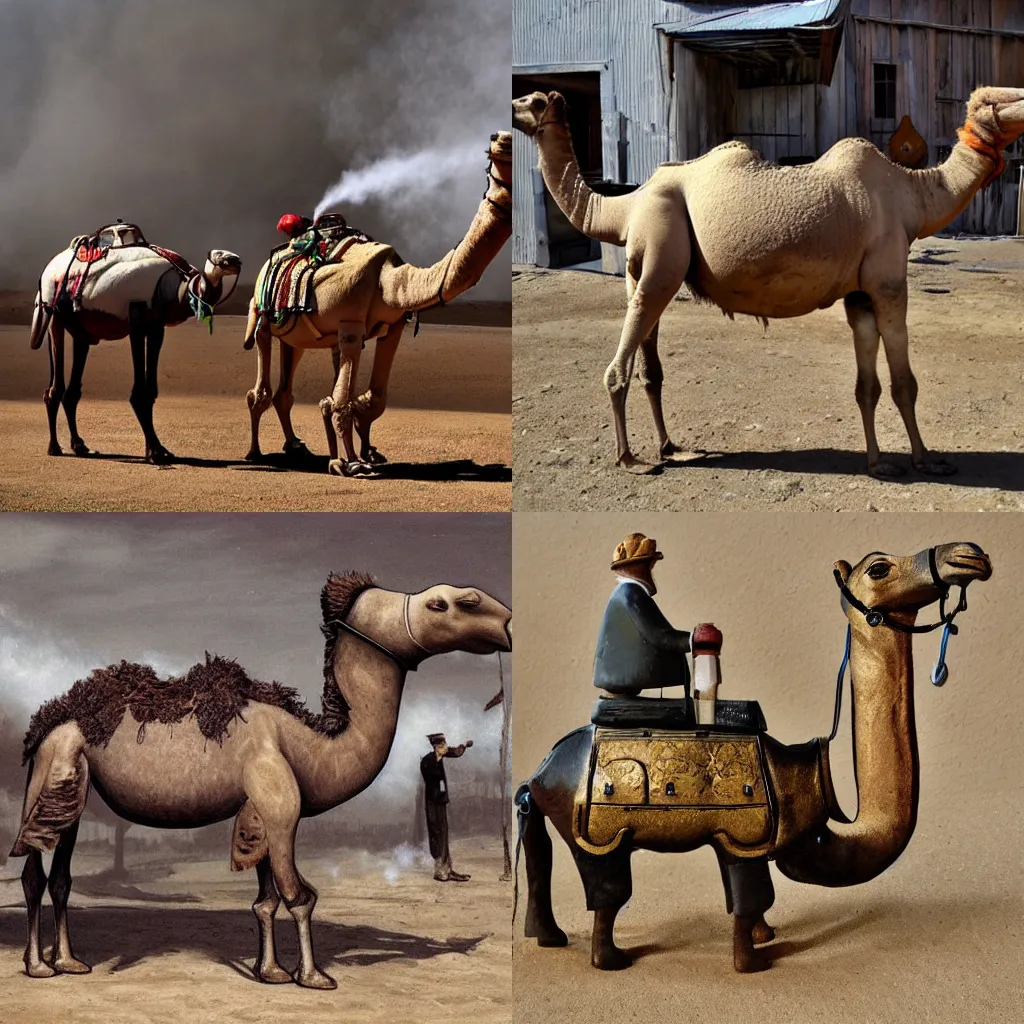 Prompt: steam powered camel