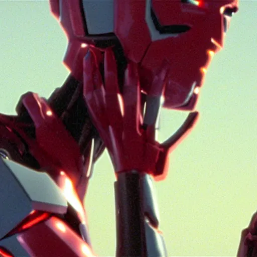 Image similar to movie still of a cyborg evangelion, cinematic composition, cinematic light, warm lighting criterion collection, by edgar wright