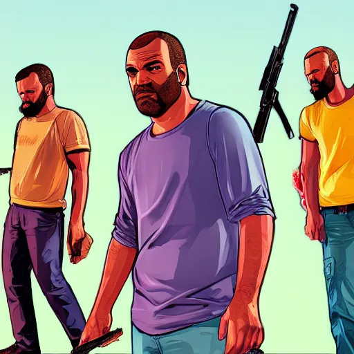 Image similar to Fall Guys in GTA 5, cover art by Stephen Bliss, boxart, loading screen