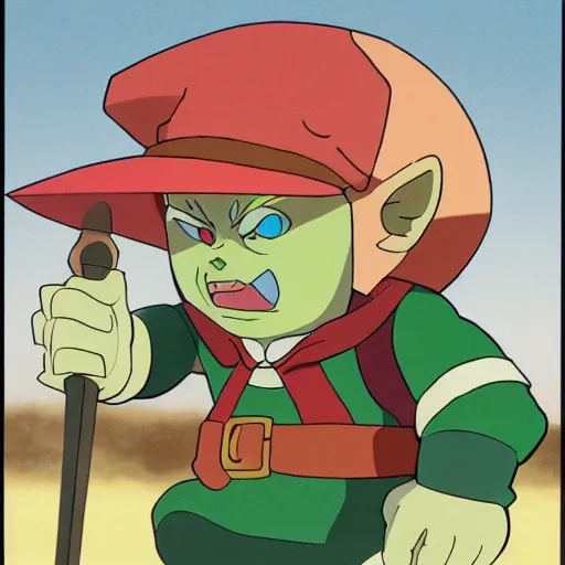 Image similar to cel - shaded image of joe biden as tingle from legend of zelda, studio ghibli animation cel by moebious