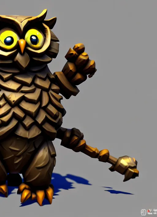 Image similar to owl bear, stylized stl fantasy miniature, 3 d render, activision blizzard style, hearthstone style