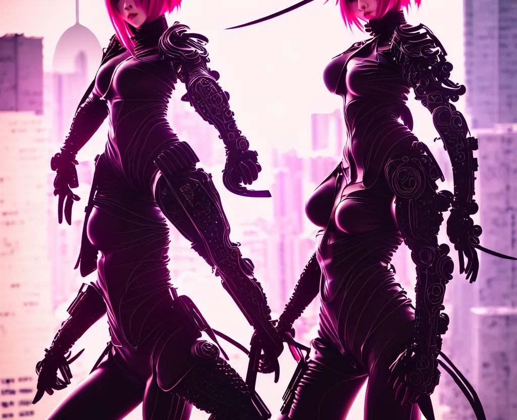 Image similar to portrait futuristic ninja gaiden armor girl, at future neon light hong kong rooftop, ssci - fi and fantasy, intricate and very very beautiful and elegant, highly detailed, digital painting, artstation, concept art, smooth and sharp focus, illustration, art by tan zi and ayanamikodon and alphonse mucha and wlop