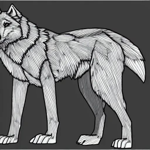 Image similar to wolf template base lineart, little detail, full-body view, simple, black and white, coloring book style, high quality, HD, 8K