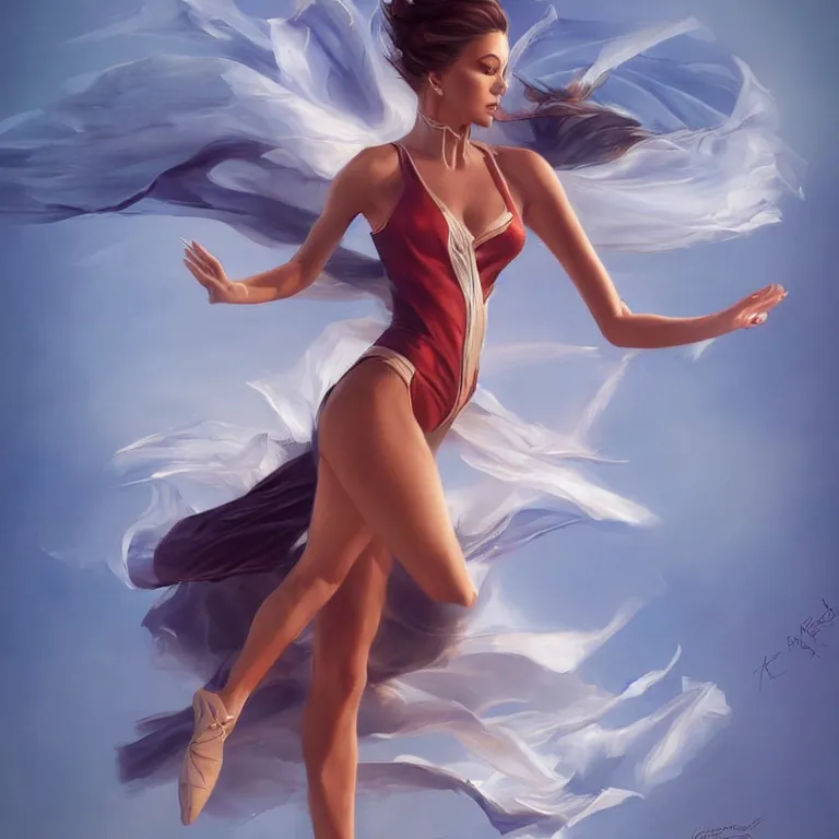 Image similar to dancer in the wind by christopher balaskasand artgerm, retrofuturism, trending on artstation