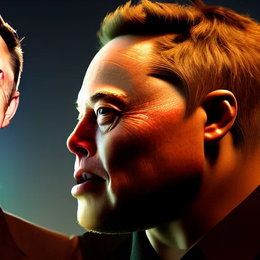 Image similar to elon musk with very long pair of golden tusks growing out of his cheeks 8 k ultra realistic, award winning, unreal engine 5, masterpiece, atmosphere glow, hyperrealistic, focused, extreme details, cinematic