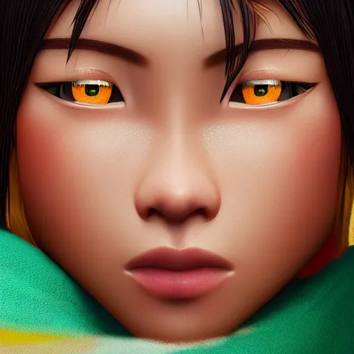 Prompt: highly detailed close up portrait of Toph Bei Fong, studio lightning, bright colors, intricate, masterpiece, photorealistic, hiperrealistic, sharp focus, high contrast, Artstation HQ, DeviantArt trending, 4k UHD, Unreal Engine 5