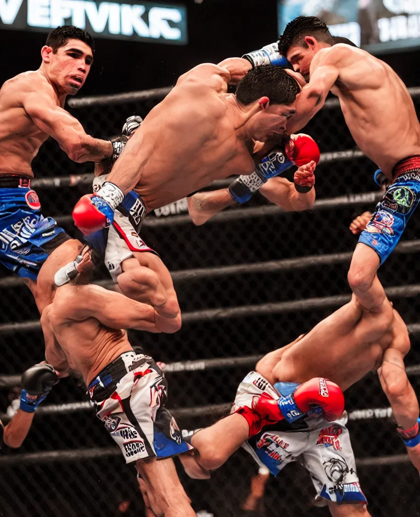 Image similar to chito vera knocks out dominick cruz via headkick, by annie leibovitz and steve mccurry, natural light, detailed face, canon eos c 3 0 0, ƒ 1. 8, 3 5 mm, 8 k, medium - format print