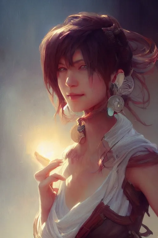 Image similar to smile, final fantsy, digital painting, portrait , cinematic lighting, highly detailed, artstation, concept art, illustration, smooth, sharp focus, artgerm , greg rutkowski, alphonse mucha, editor's pickup, trending on artstation, trending on deviantart, WLOP