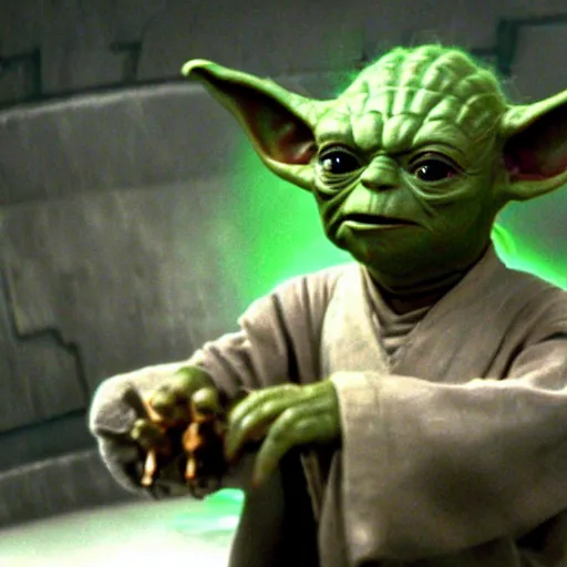 Prompt: a still a yoda jar - jar binks chimera in the film star wars the empire strikes back