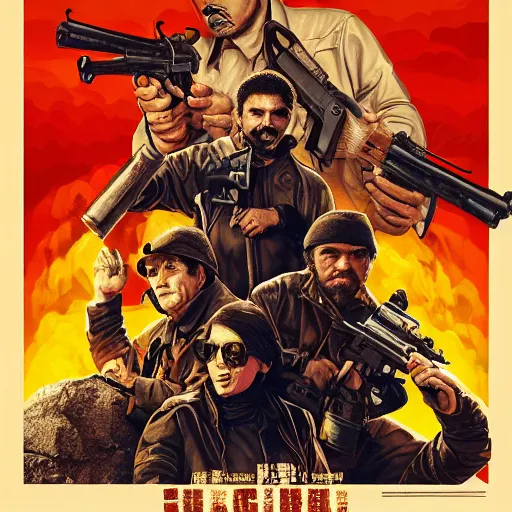 Image similar to poster for an action movie starring jose mujica, movie poster, advertisement, high detail, sharp, digital art, trending on artstation