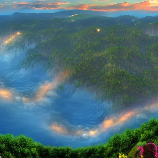 Prompt: a beautiful view of heaven on earth, 8k, highly realistic