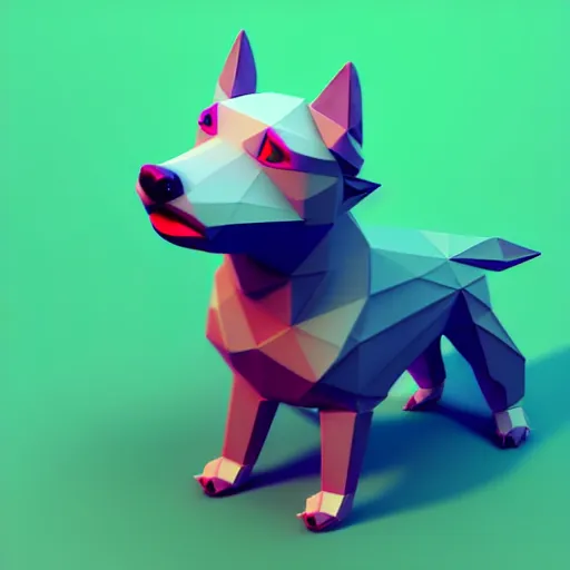 Image similar to Isometric 3D Fantasy Cute Dog, low poly, soft render, handpaint texture, Blender, 3DCoat