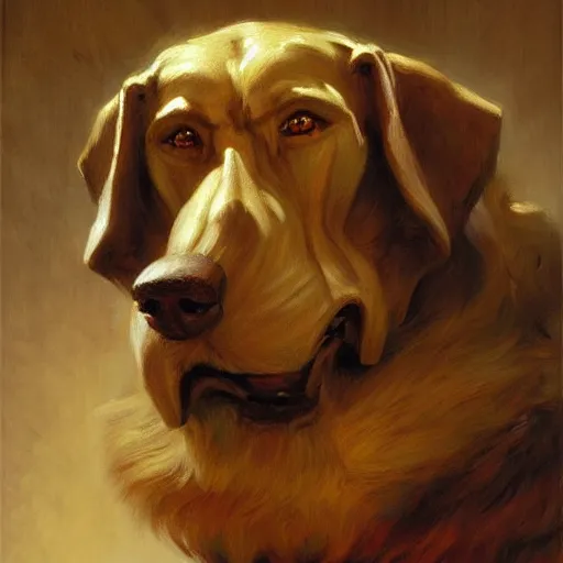 Prompt: a portrait of a giant dogman. highly detailed painting by gaston bussiere, craig mullins, j. c. leyendecker, furry