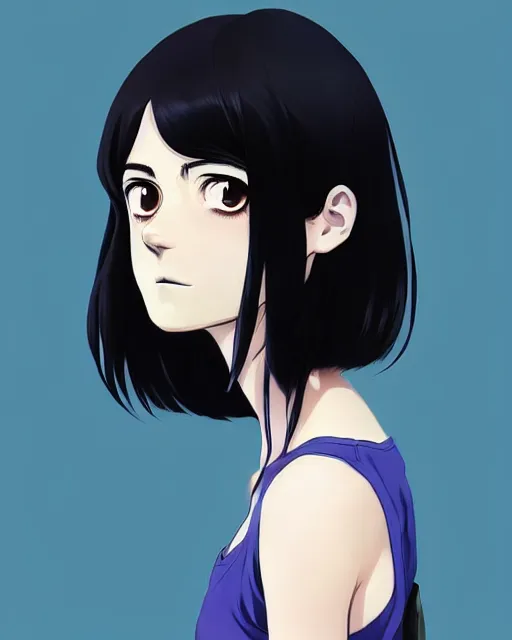 Image similar to portrait Anime kaya scodelario, skins, cute-fine-face, black-hair, blue eyes, pretty face, realistically shaded, Perfect face, fine details. Anime. skins, realistic shaded lighting by Ilya Kuvshinov, katsuhiro otomo, ghost-in-the-shell, magali villeneuve, artgerm, rutkowski, WLOP Jeremy Lipkin, Giuseppe Dangelico Pino, Michael Garmash, Rob Rey