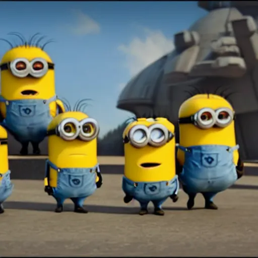 Prompt: minions in a star wars movie scene