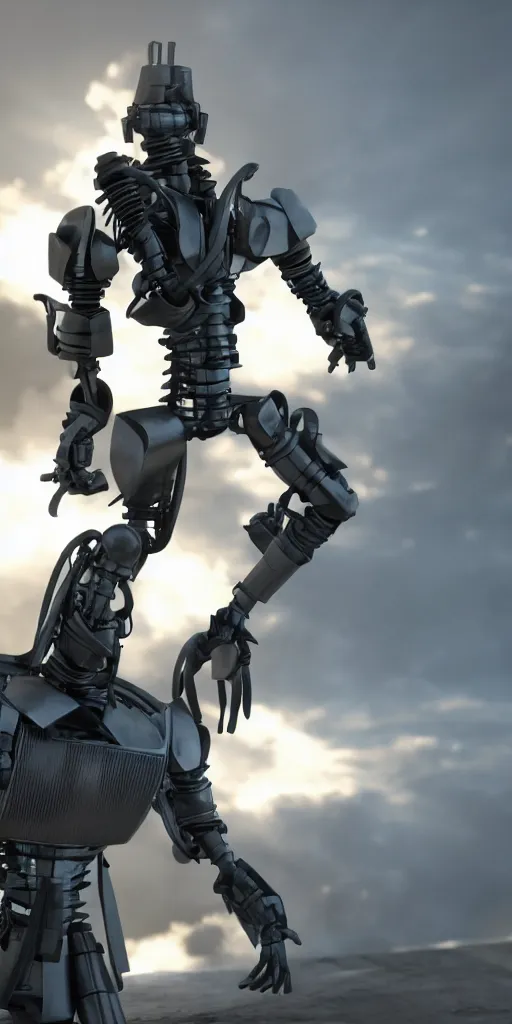 Image similar to bender in a live action movie, 3 d rendered, 3 d rendering, dramatic lighting, unreal engine