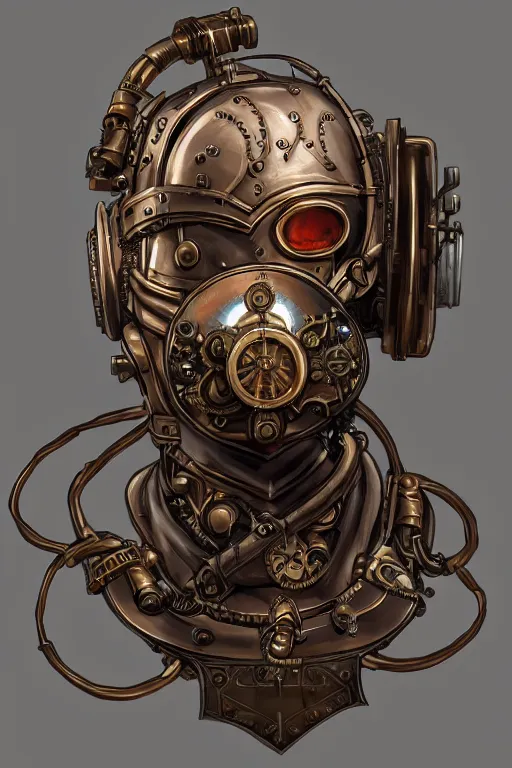 Image similar to steampunk helmet fantasy art mask robot ninja stylized digital illustration sharp focus, elegant intricate digital painting artstation concept art global illumination ray tracing advanced technology chaykin howard and campionpascale and cooke darwyn and davis jack