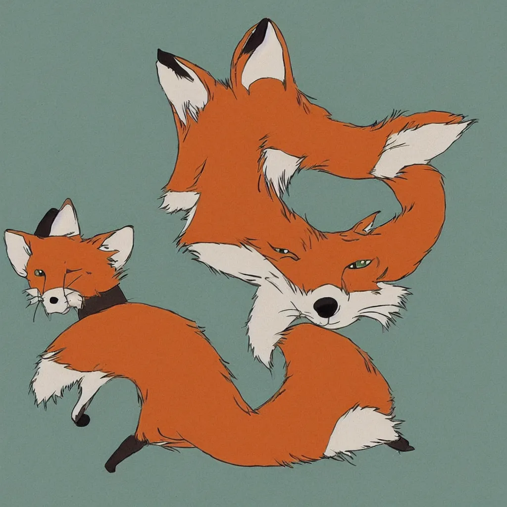 Image similar to a portrait of an anthropomorphic fox wearing a hoodie by studio ghibli