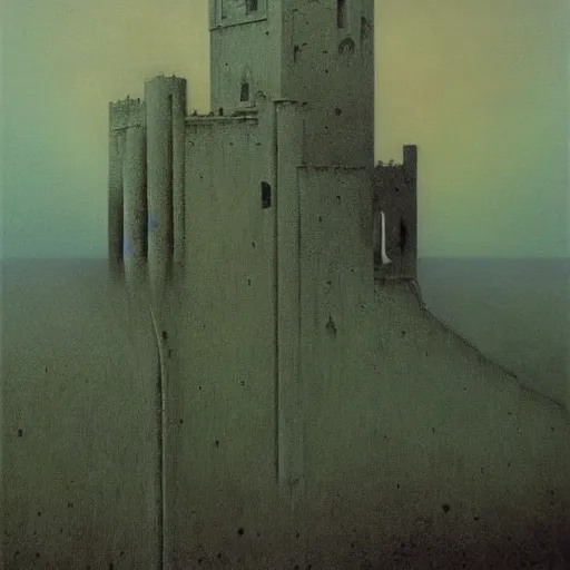 Image similar to castle by Zdzisław Beksiński, oil on canvas