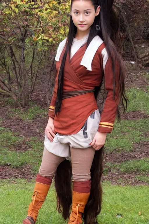 Image similar to full body photo of real - life katara from avatar the last airbender, high heels